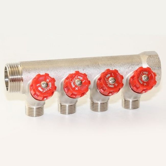Коллектор 1''x1/2'' с регулировочными вентилями VRT (4 вых)
